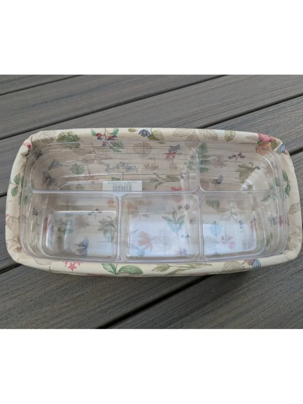 Longaberger 2003 Vanity Basket w/ 2 Plastic Protectors & Botanical Fields Liner